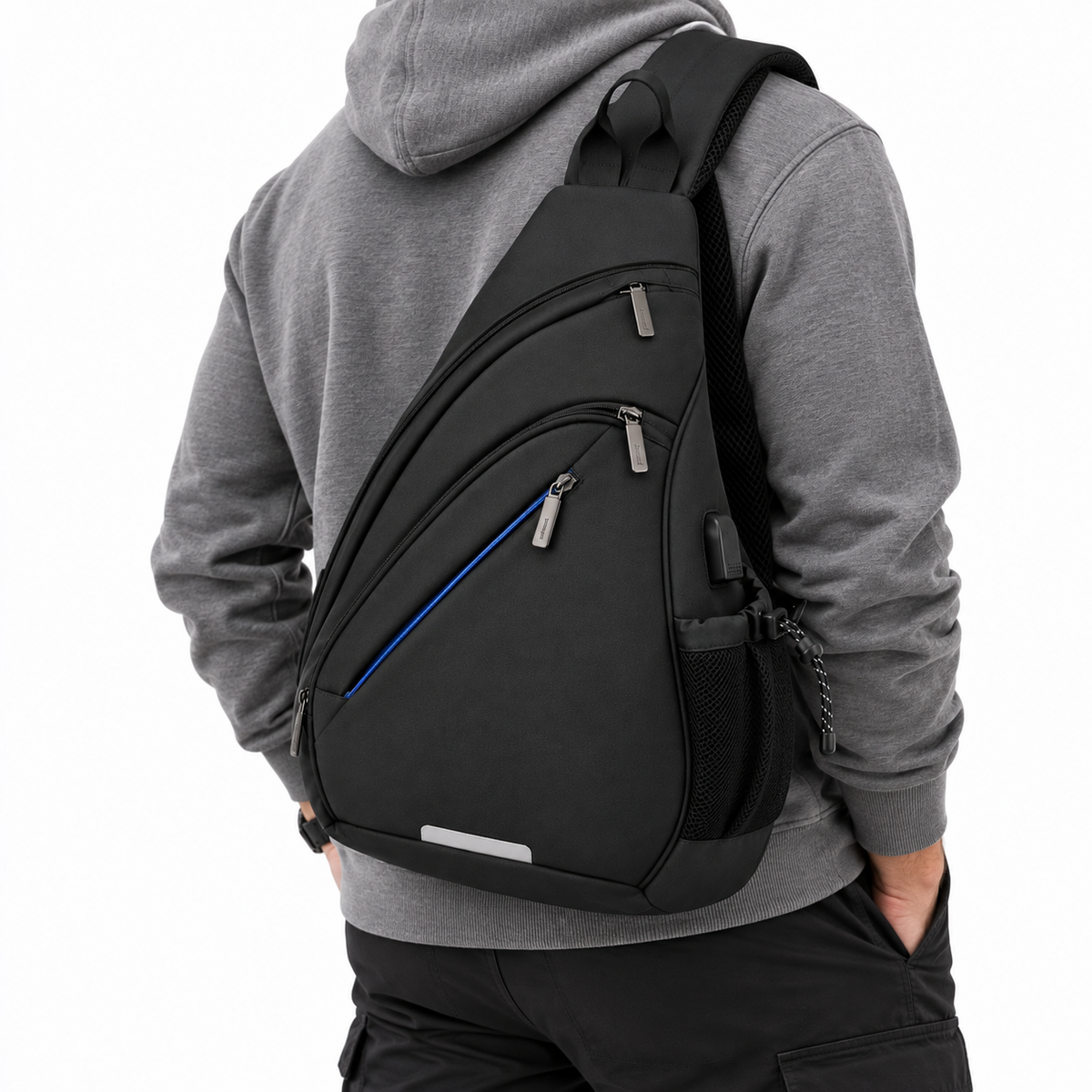 Sac Bandoulière Homme Tendance Monobretelle Gris