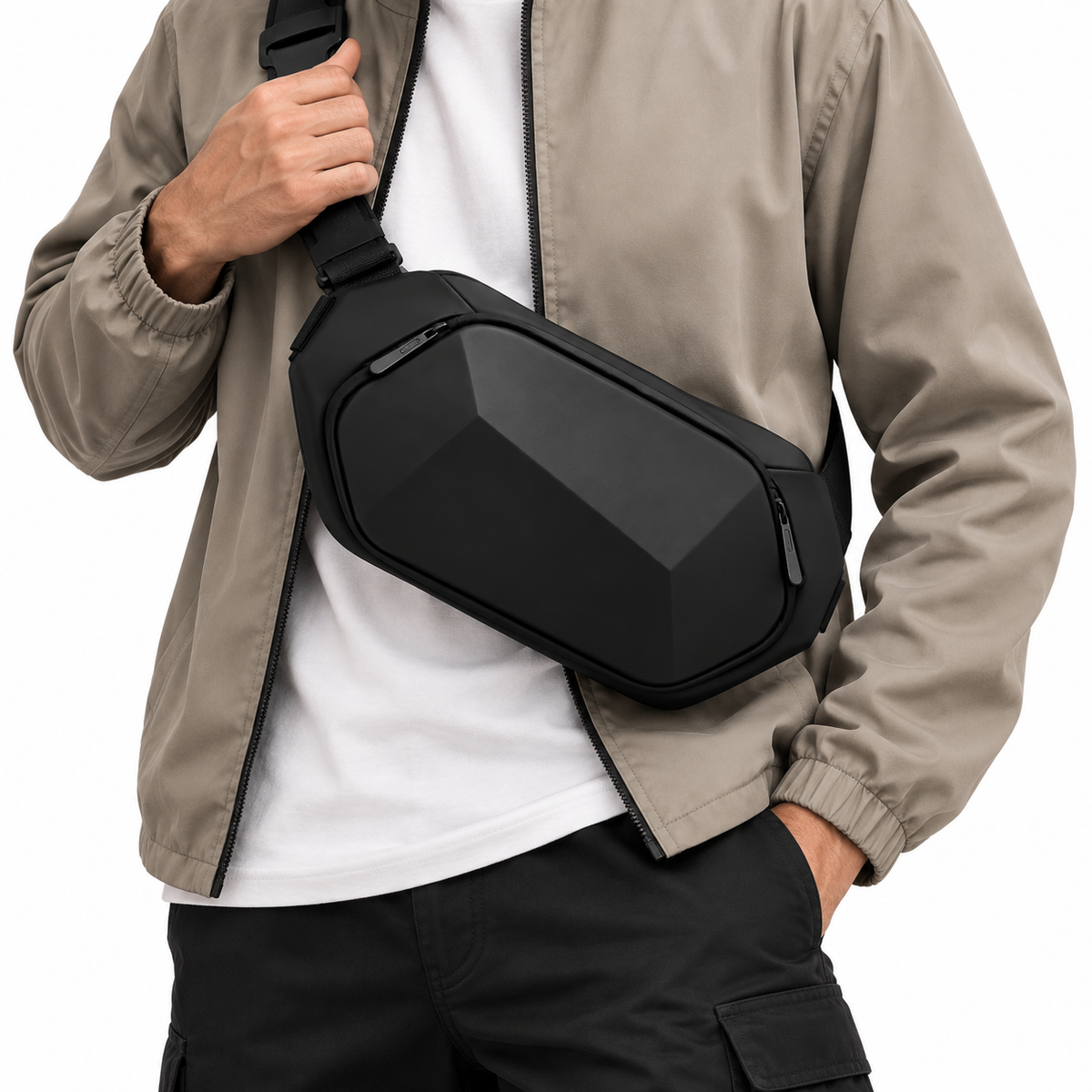 Sac Noir En Bandoulière Anti-Vol Coque Rigide