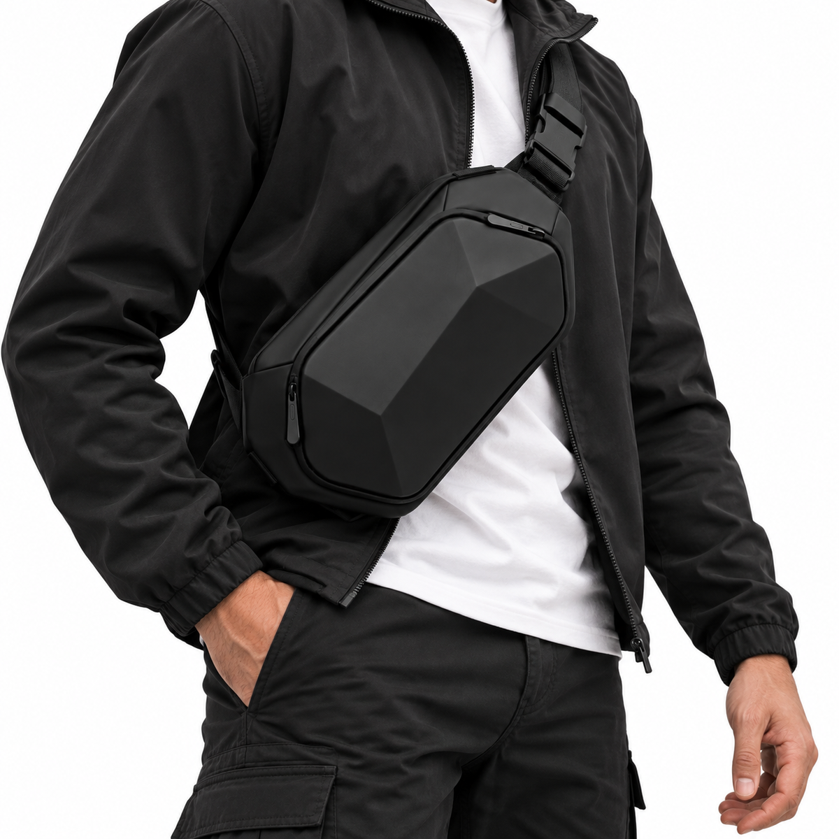 Sac Noir En Bandoulière Anti-Vol Coque Rigide