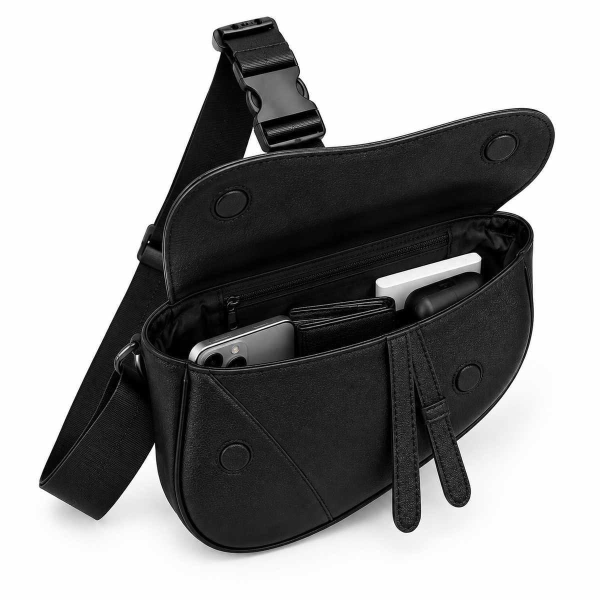 Sac Bandoulière Cuir Noir Homme
