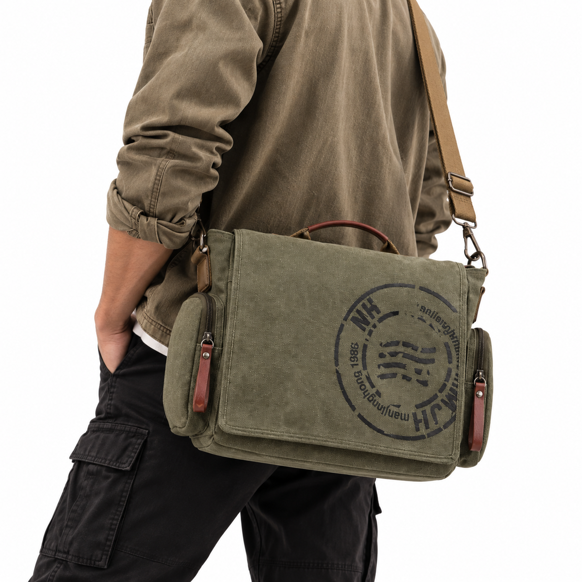 Sac Bandoulière En Toile Vintage