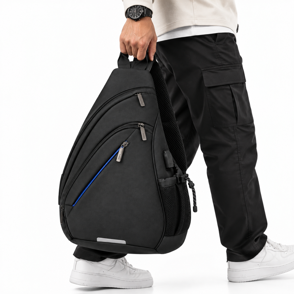 Sac Bandoulière Homme Tendance Monobretelle Gris