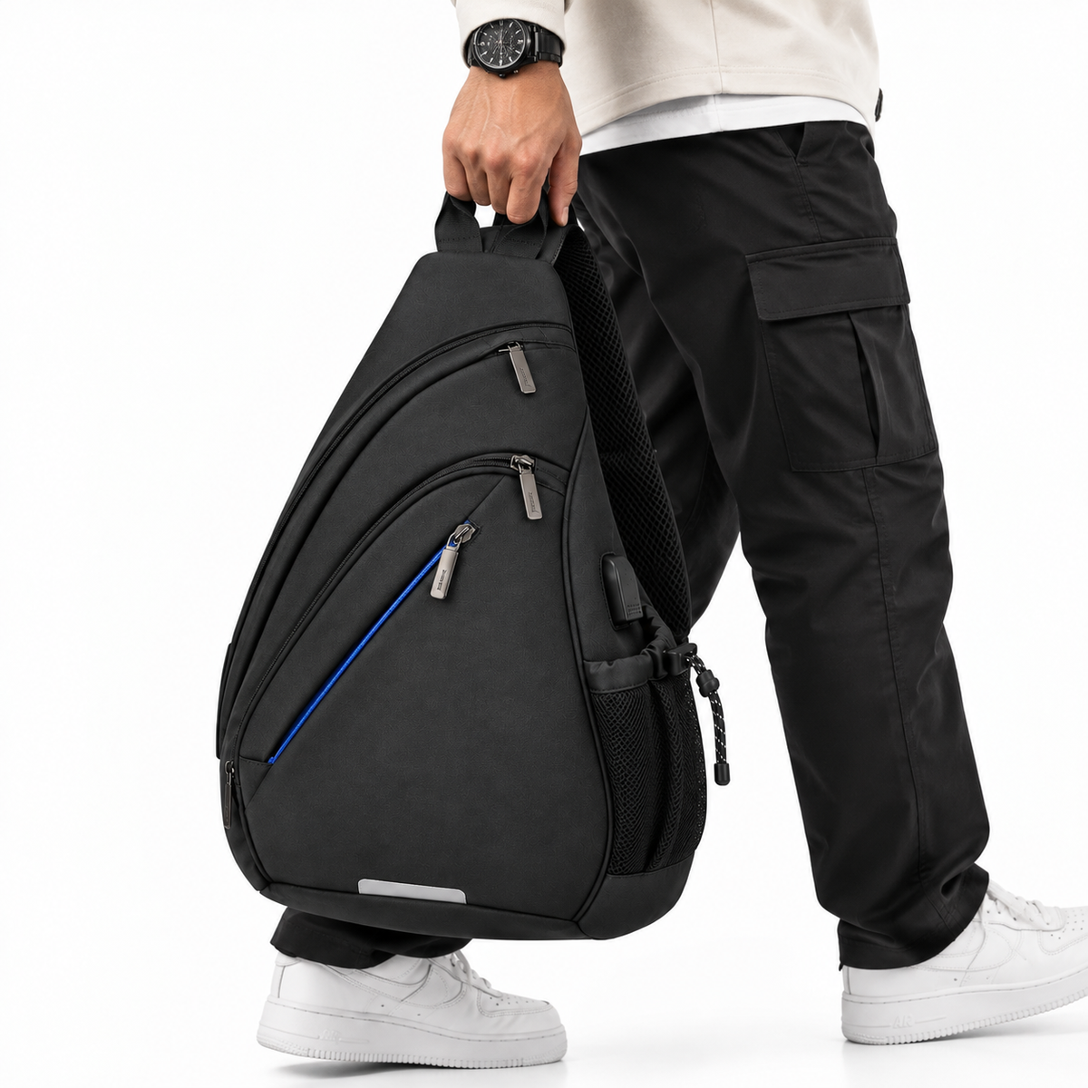 Sac Bandoulière Homme Tendance Monobretelle Gris