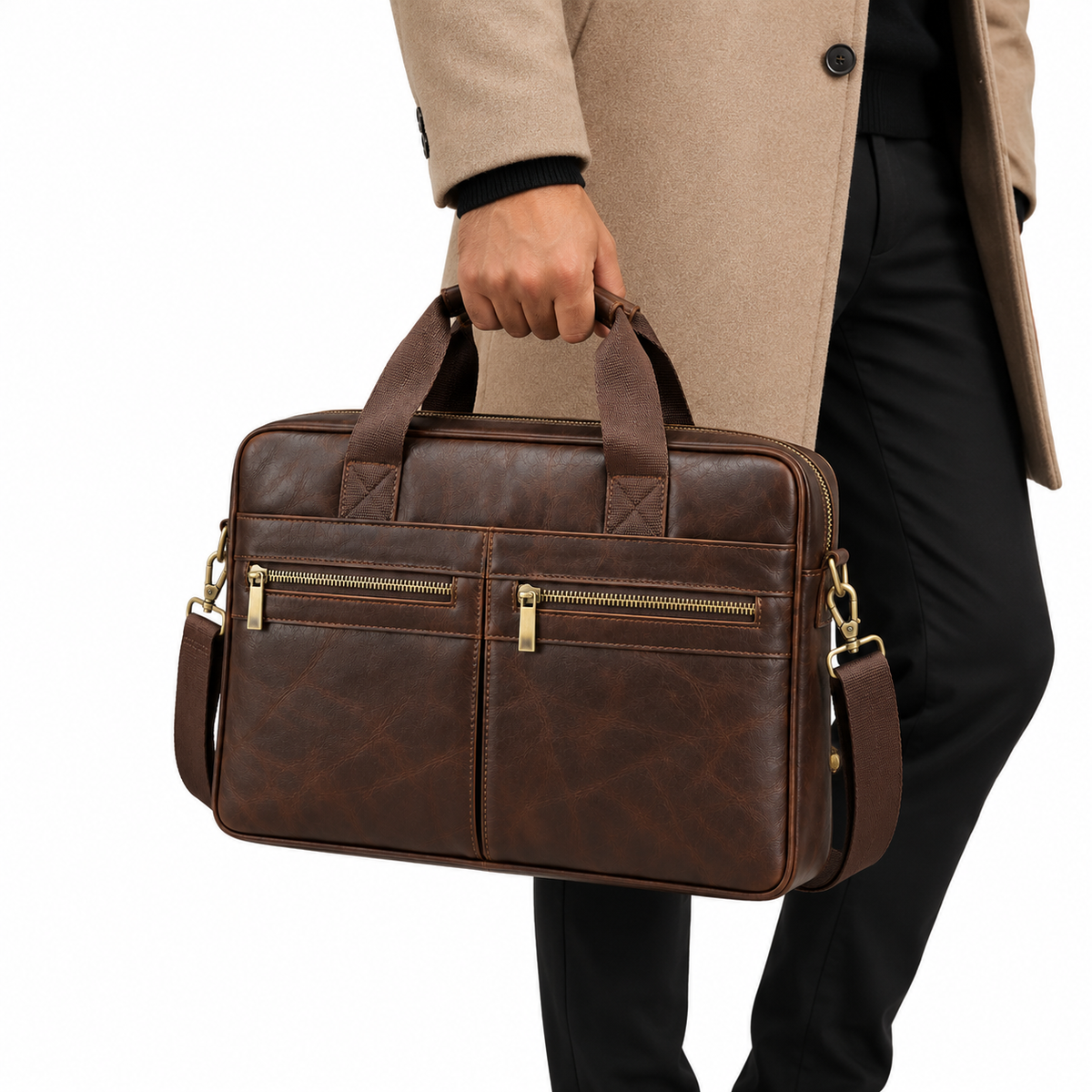 Cuir Sacoche Homme De Vachette Marron