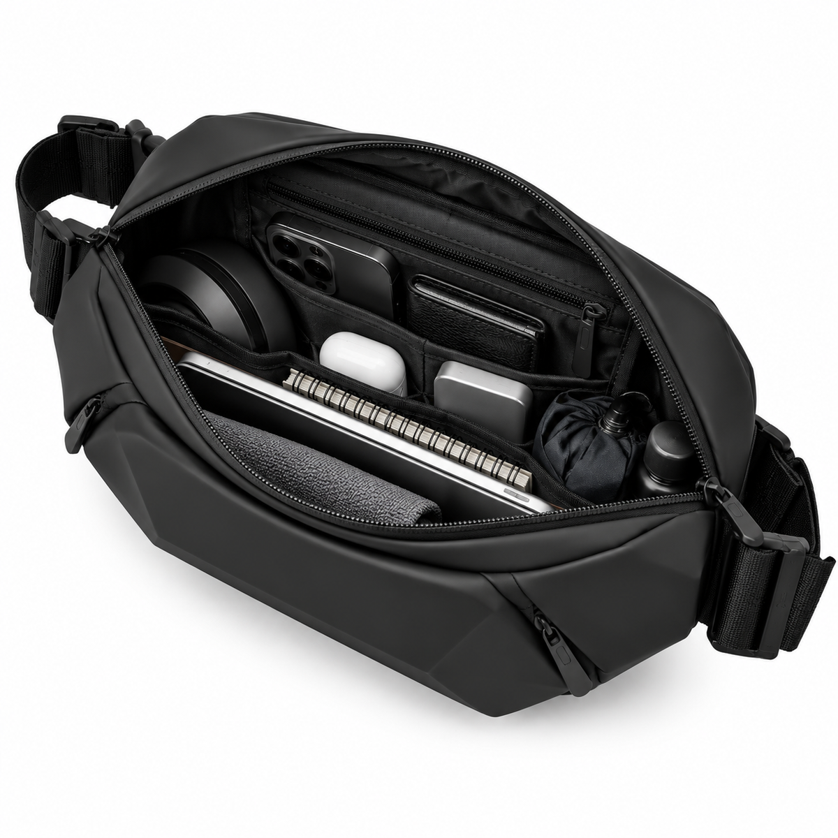 Sac Noir En Bandoulière Anti-Vol Coque Rigide