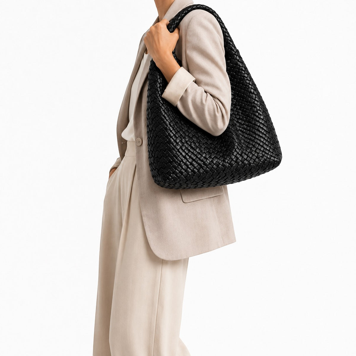 Sac à main cuir tressé