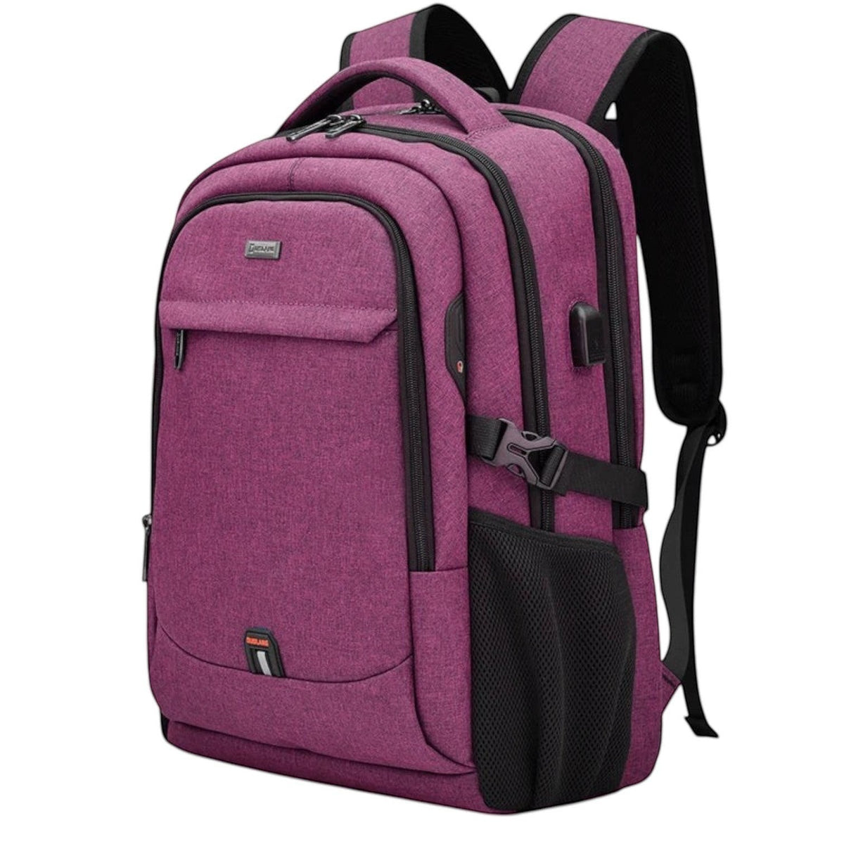 Sac à dos Univers pour ordinateur portable 17,3 pouces, violet, en nylon, avec port USB, idéal pour le voyage et le travail.