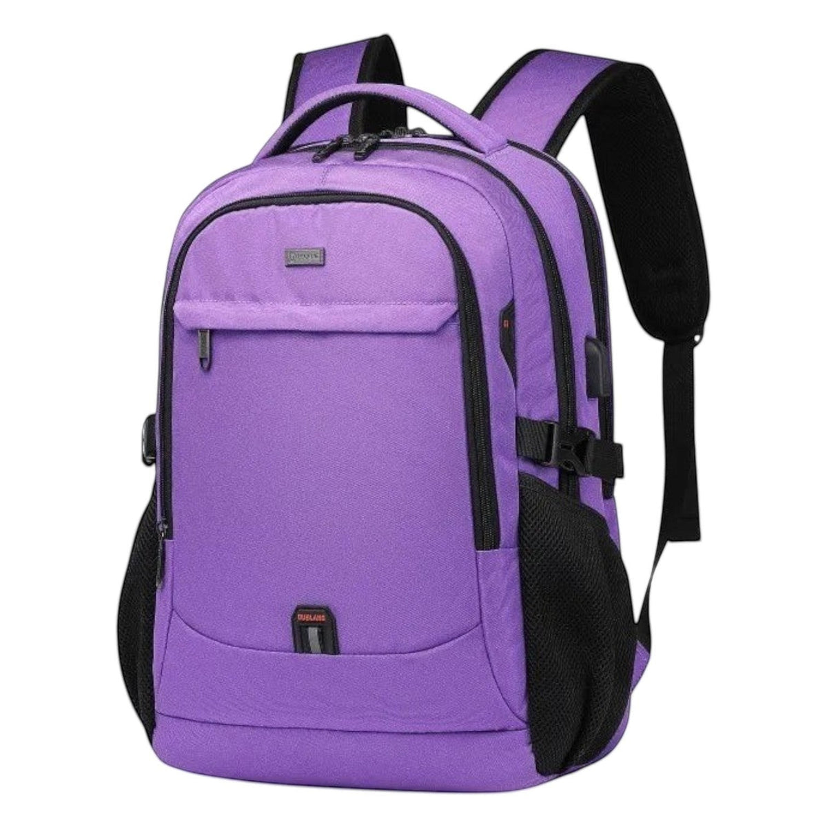 Sac à dos Univers violet en nylon imperméable avec port USB, idéal pour le voyage et le travail.
