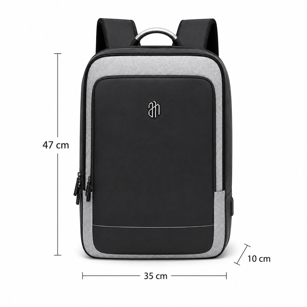 Sac à dos business Univers Sac ARCTIC HUNTER noir et gris en nylon imperméable avec dimensions indiquées