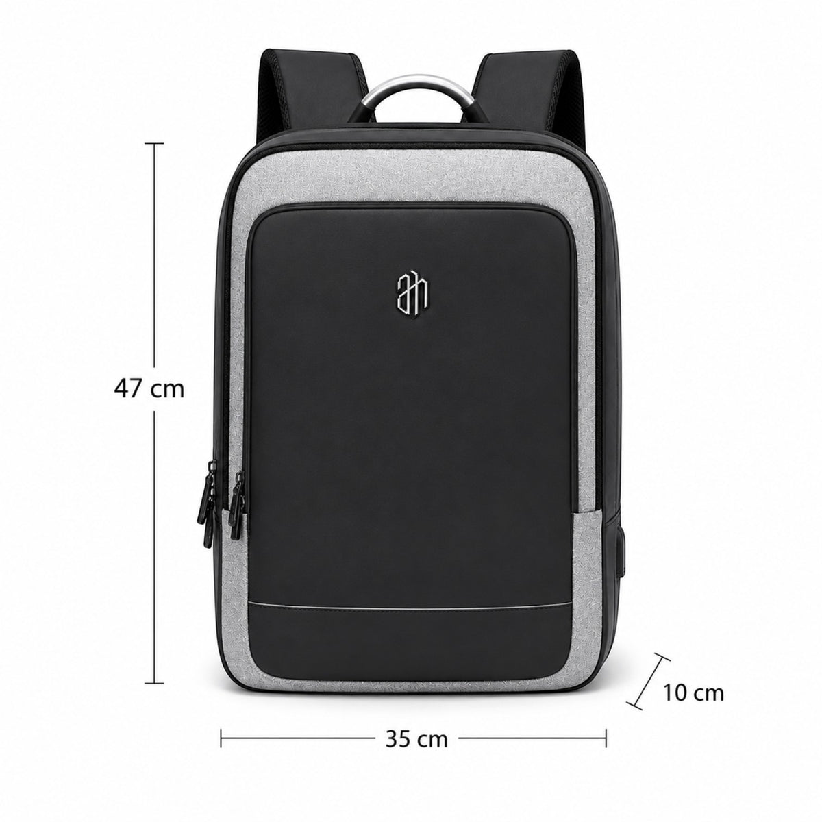 Sac à dos business Univers Sac ARCTIC HUNTER noir et gris en nylon imperméable avec dimensions indiquées