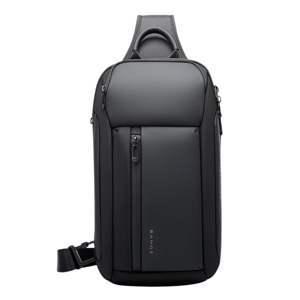 Sac de poitrine Univers Sac Bange noir en tissu Oxford imperméable avec fermeture éclair et design moderne