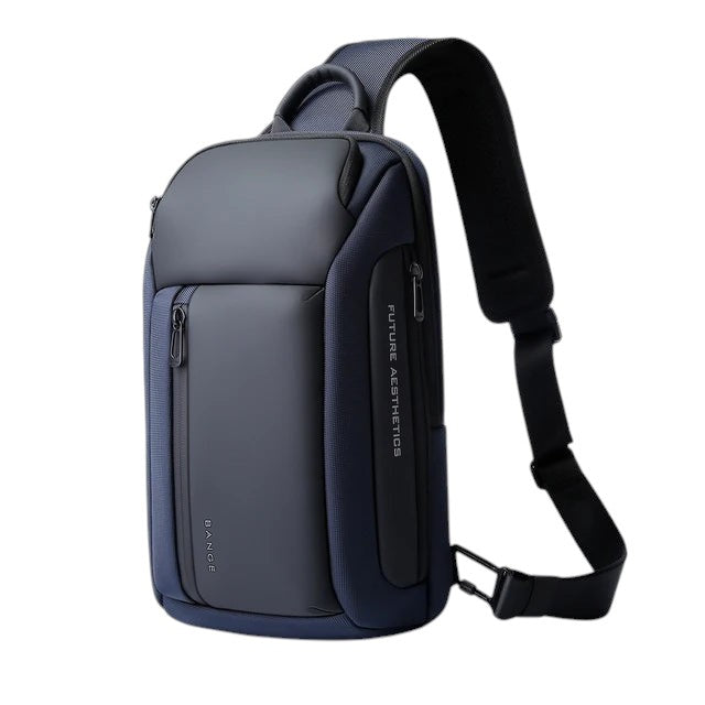 Sac de poitrine Univers Sac Bange bleu et gris en tissu Oxford imperméable avec bandoulière réglable et fermetures