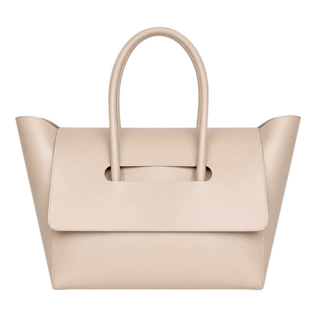 Sac fourre-tout décontracté en cuir PU beige clair de Univers Sac avec fermeture à glissière et poche intérieure.