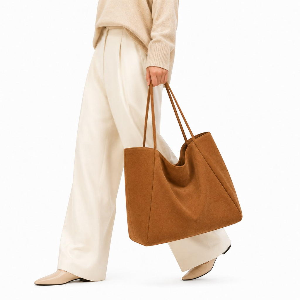 Univers Sac grand sac cabas en toile marron réversible, idéal pour le shopping et un usage décontracté.
