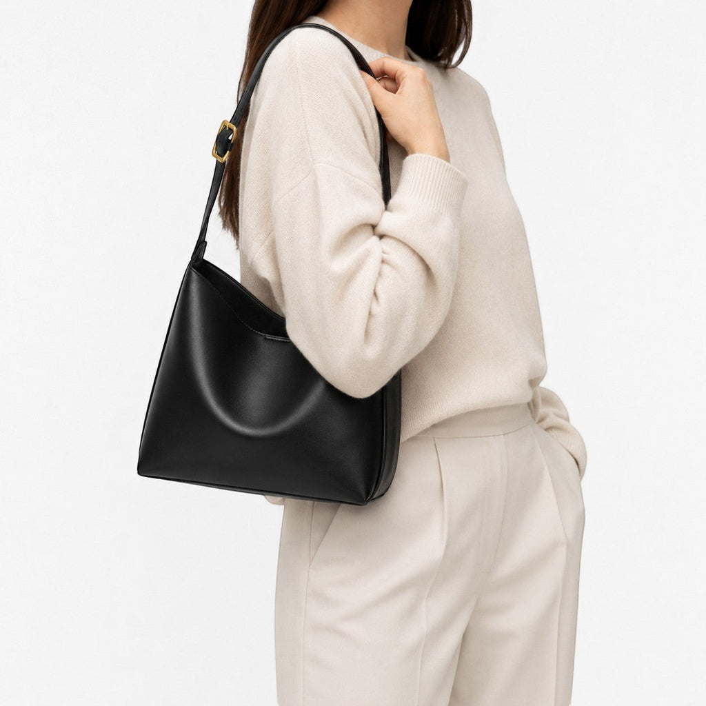 Univers Sac grand sac bandoulière noir en cuir PU, forme carrée, idéal pour toutes saisons.