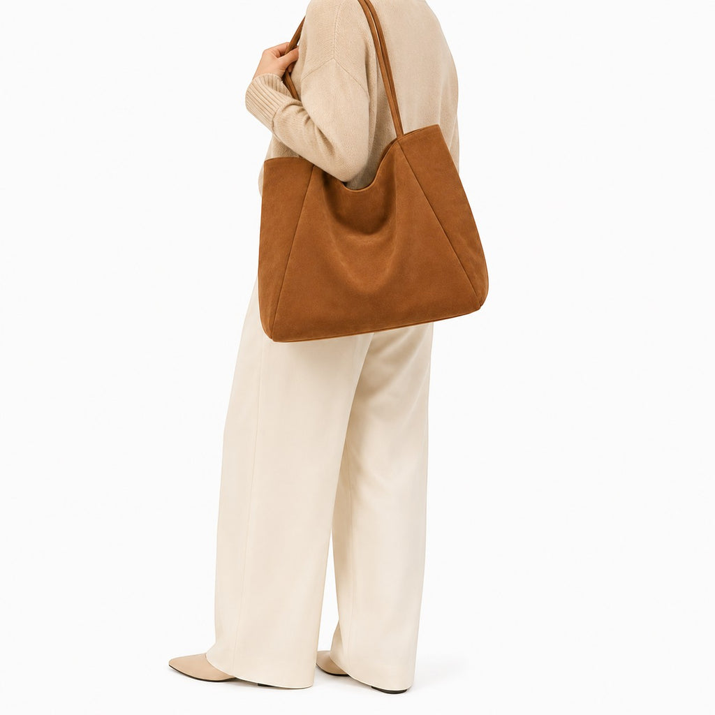 Univers Sac grand sac cabas réversible en toile marron, idéal pour le shopping et un usage décontracté.