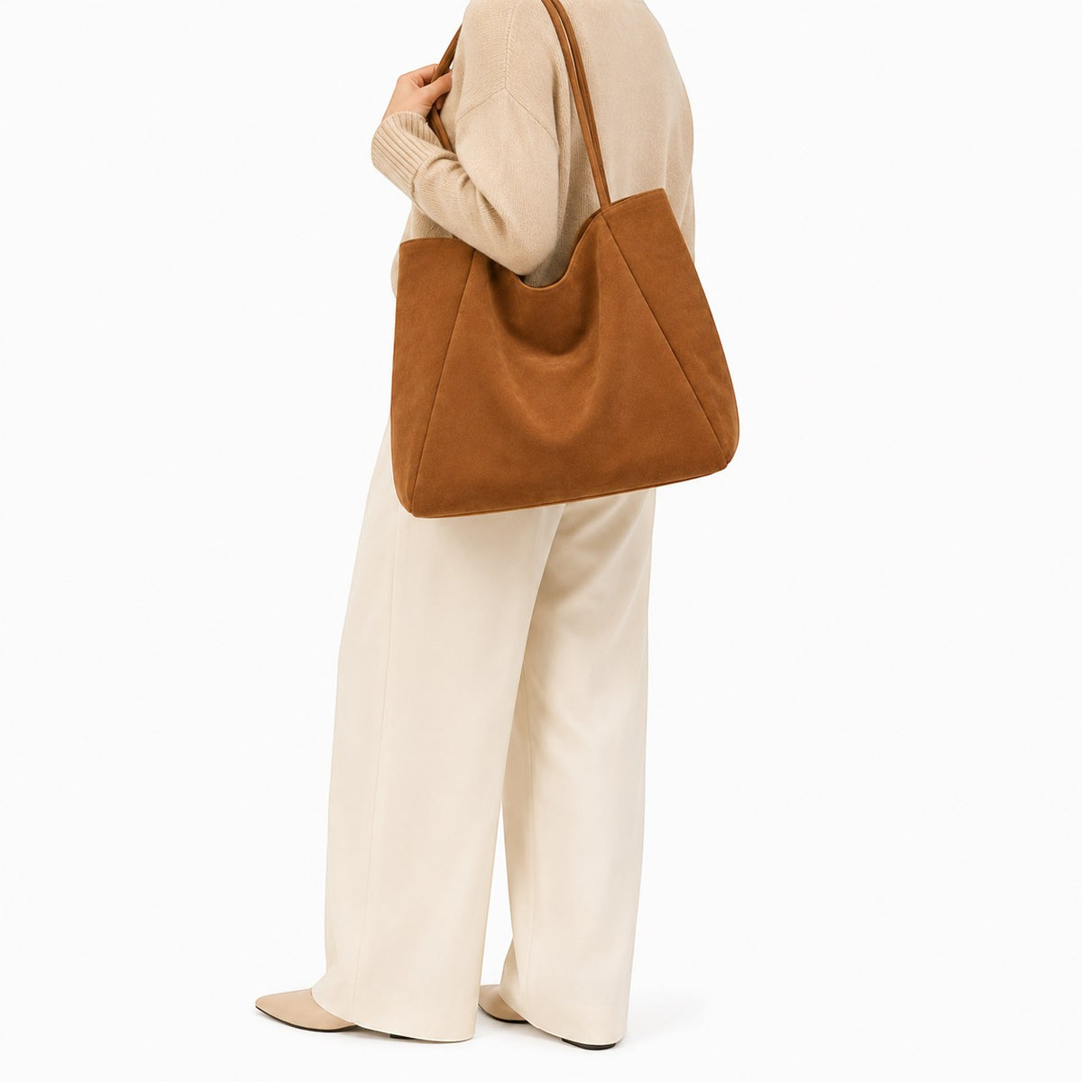 Univers Sac grand sac cabas réversible en toile marron, idéal pour le shopping et un usage décontracté.
