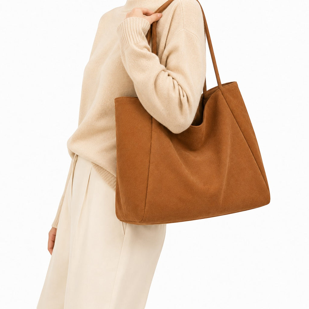 Univers Sac grand sac cabas réversible en toile marron, style décontracté, fermeture sans zip.