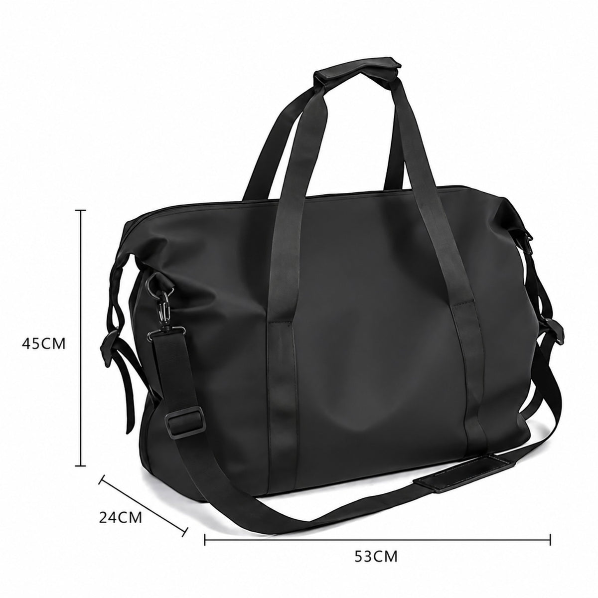 Sac de voyage noir en toile Oxford, grand format, avec fermeture éclair et bandoulière réglable, par Univers Sac