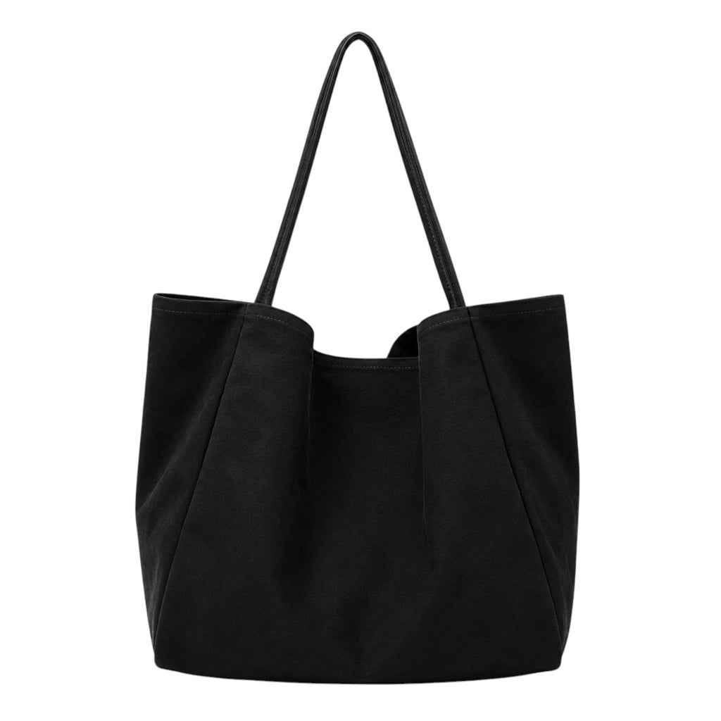 Univers Sac grand sac fourre-tout noir en toile réversible, idéal pour le shopping et un usage décontracté.