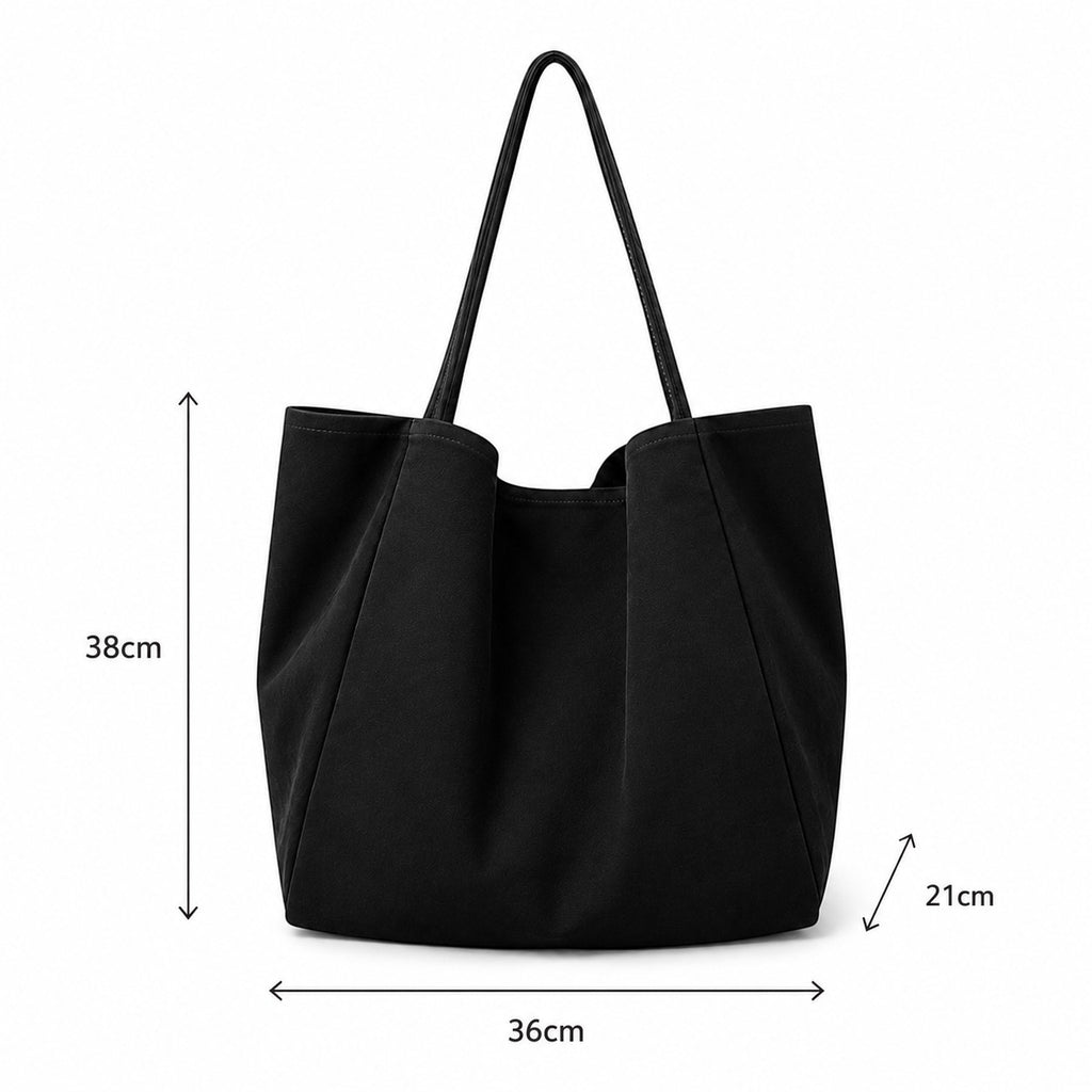 Univers Sac grand sac fourre-tout noir en toile de coton réversible, fermeture sans zip, idéal pour le shopping.