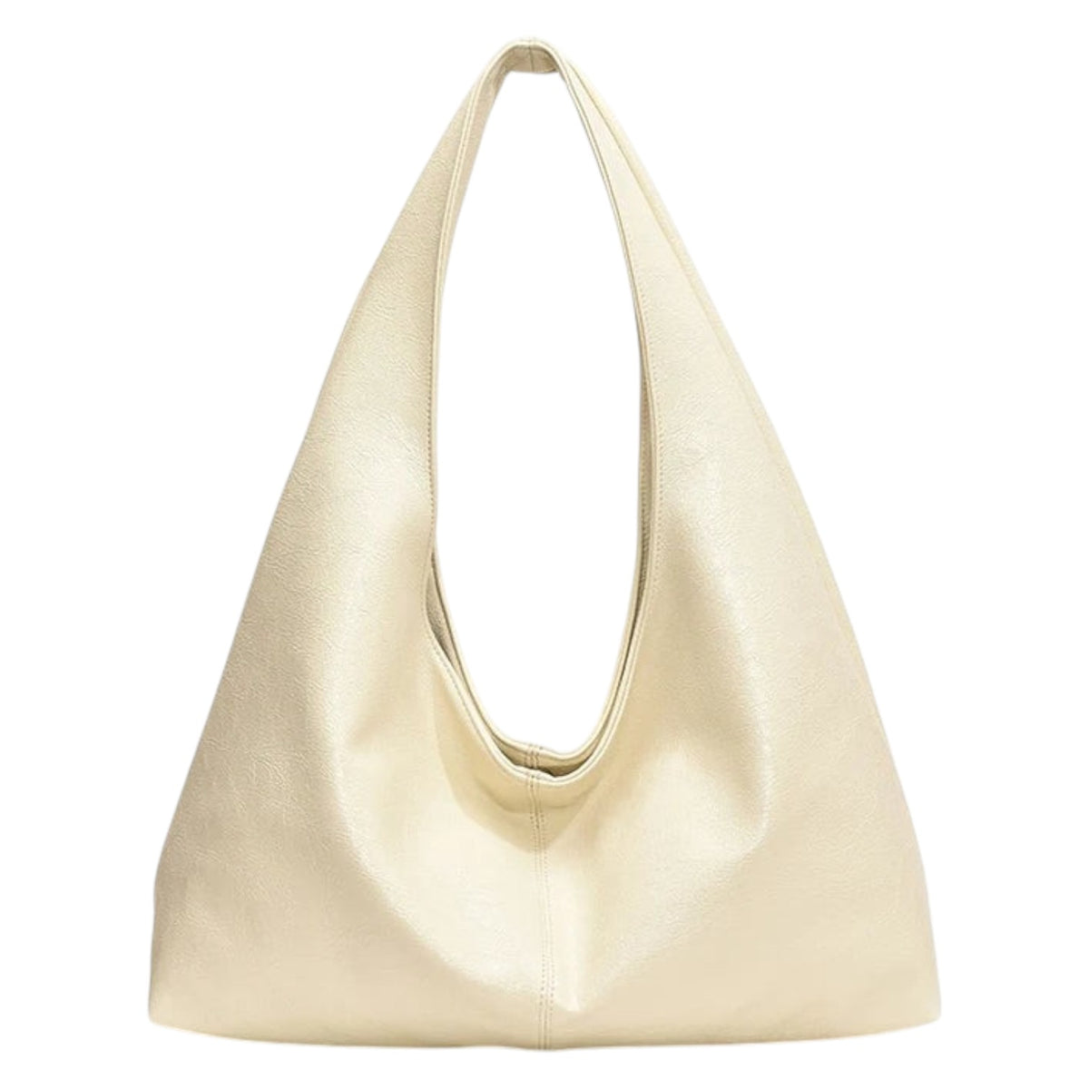 Grand sac à main Univers Sac en cuir PU blanc cassé, forme baguette, avec une seule anse et fermeture à fermoir.