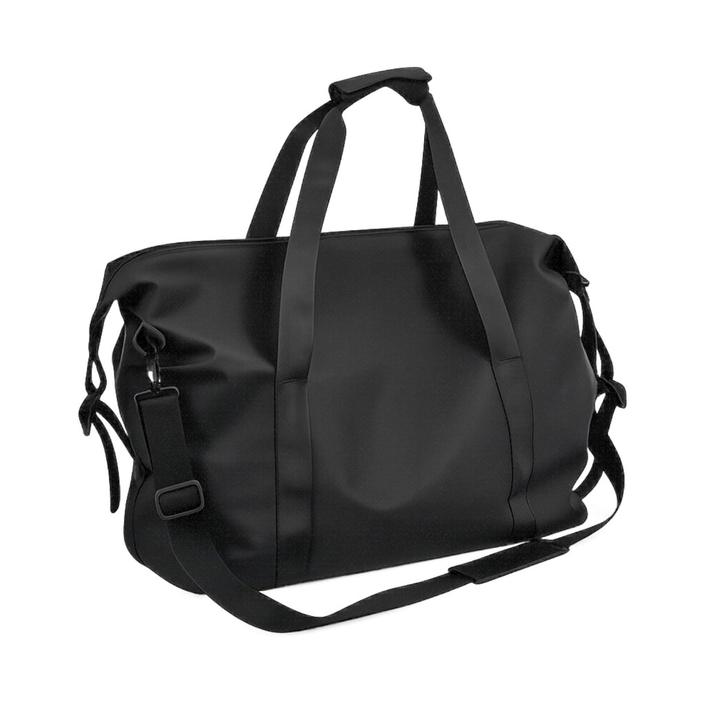 Grand sac de voyage noir en toile Oxford, avec fermeture éclair et bandoulière réglable. Univers Sac.
