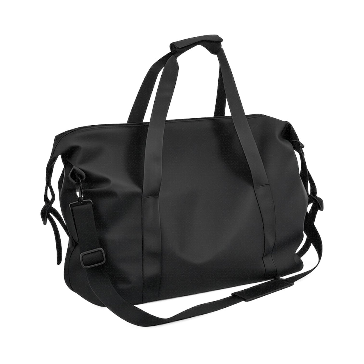 Grand sac de voyage noir en toile Oxford, avec fermeture éclair et bandoulière réglable. Univers Sac.
