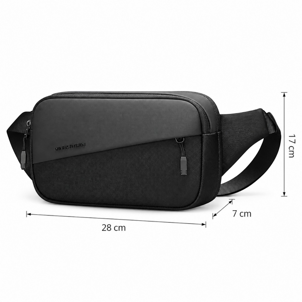 Sac de poitrine Univers Sac MARK RYDEN noir en tissu Oxford déperlant avec sangle réglable et design minimaliste
