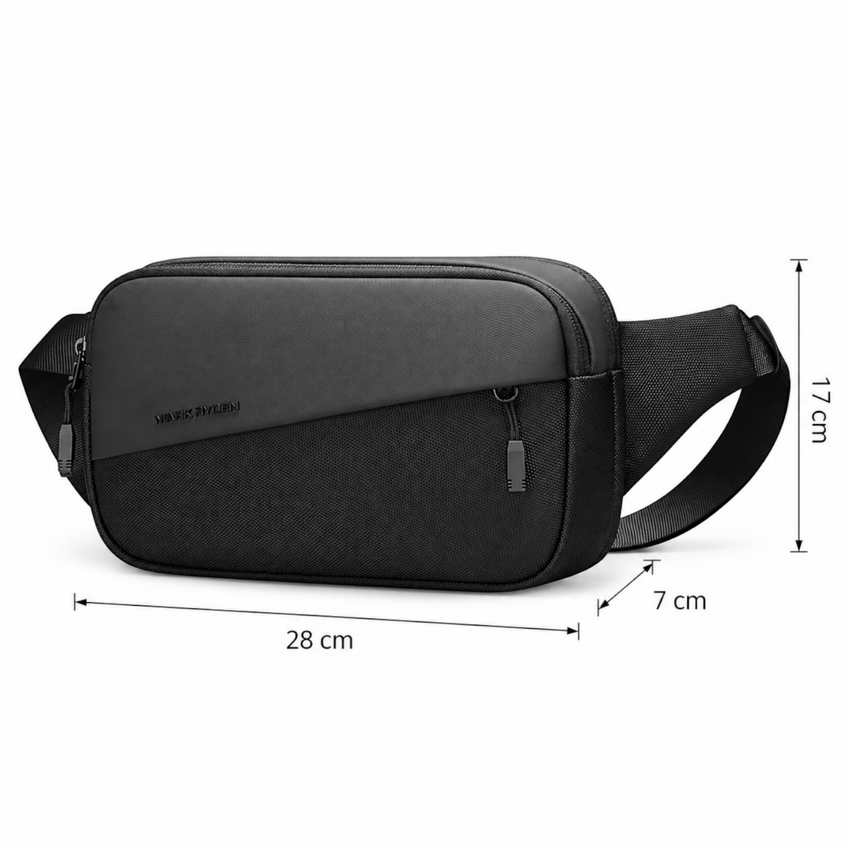 Sac de poitrine Univers Sac MARK RYDEN noir en tissu Oxford déperlant avec sangle réglable et design minimaliste