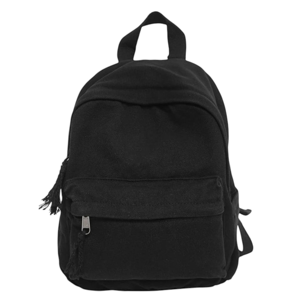 Petit sac à dos Univers Sac en toile de coton noire, style décontracté avec poche zippée avant et bretelles souples