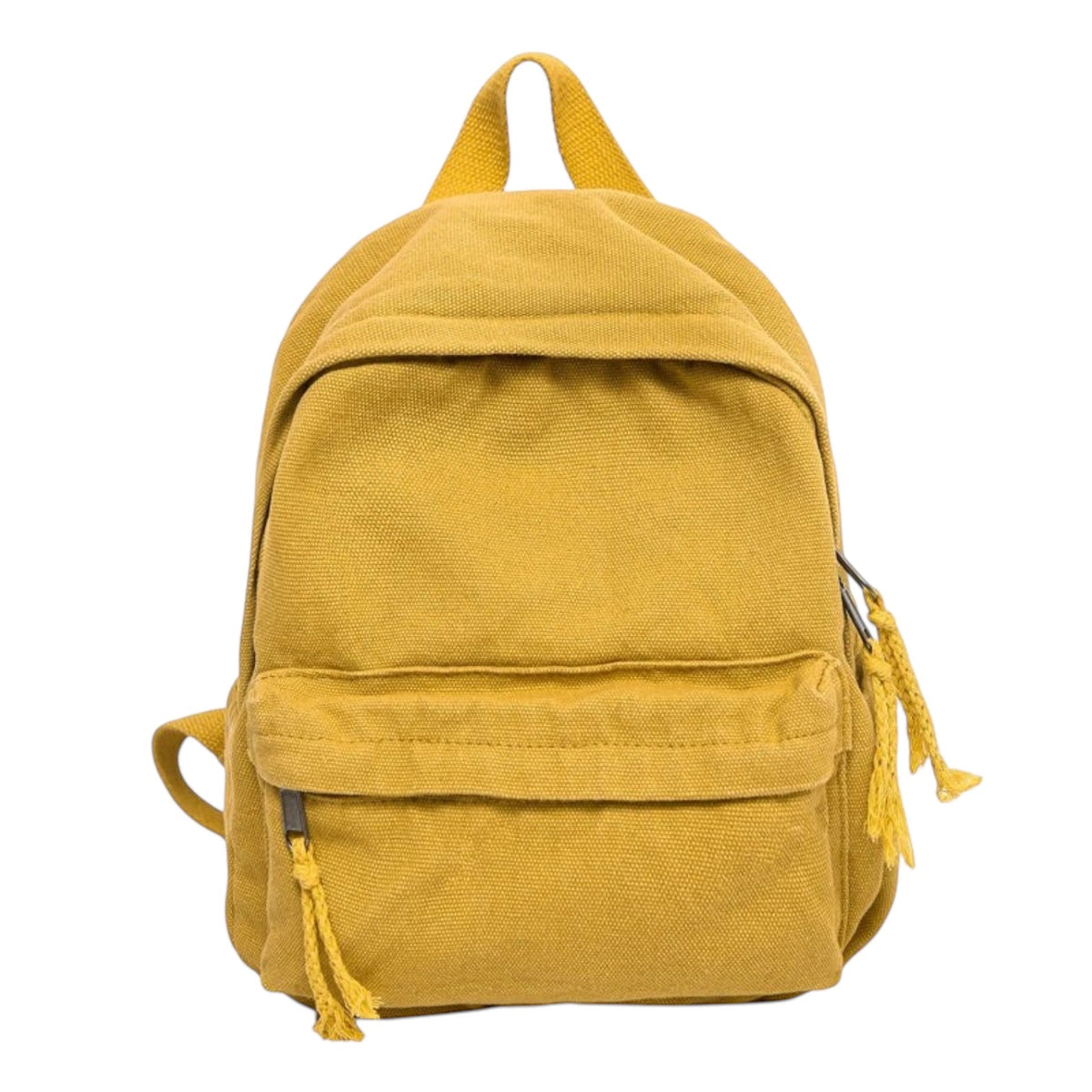 Petit sac à dos Univers Sac en toile de coton jaune, style décontracté avec poches zippées et bretelles confortables.