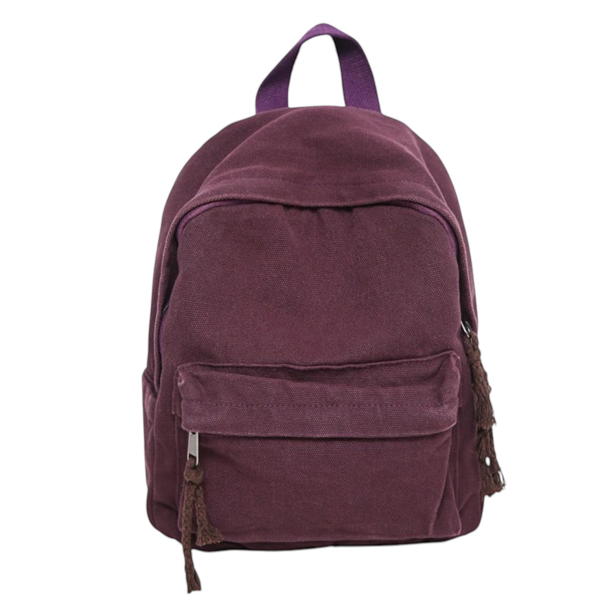 Petit sac à dos Univers Sac en toile de coton violette, style décontracté avec poches zippées pour femme