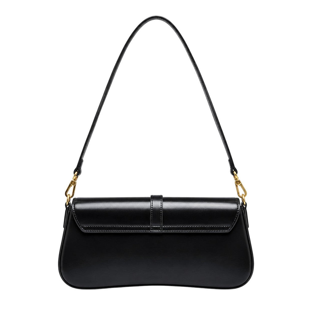 Pochette bandoulière noire en PU de la marque Univers Sac, style baguette, idéale pour un usage quotidien.