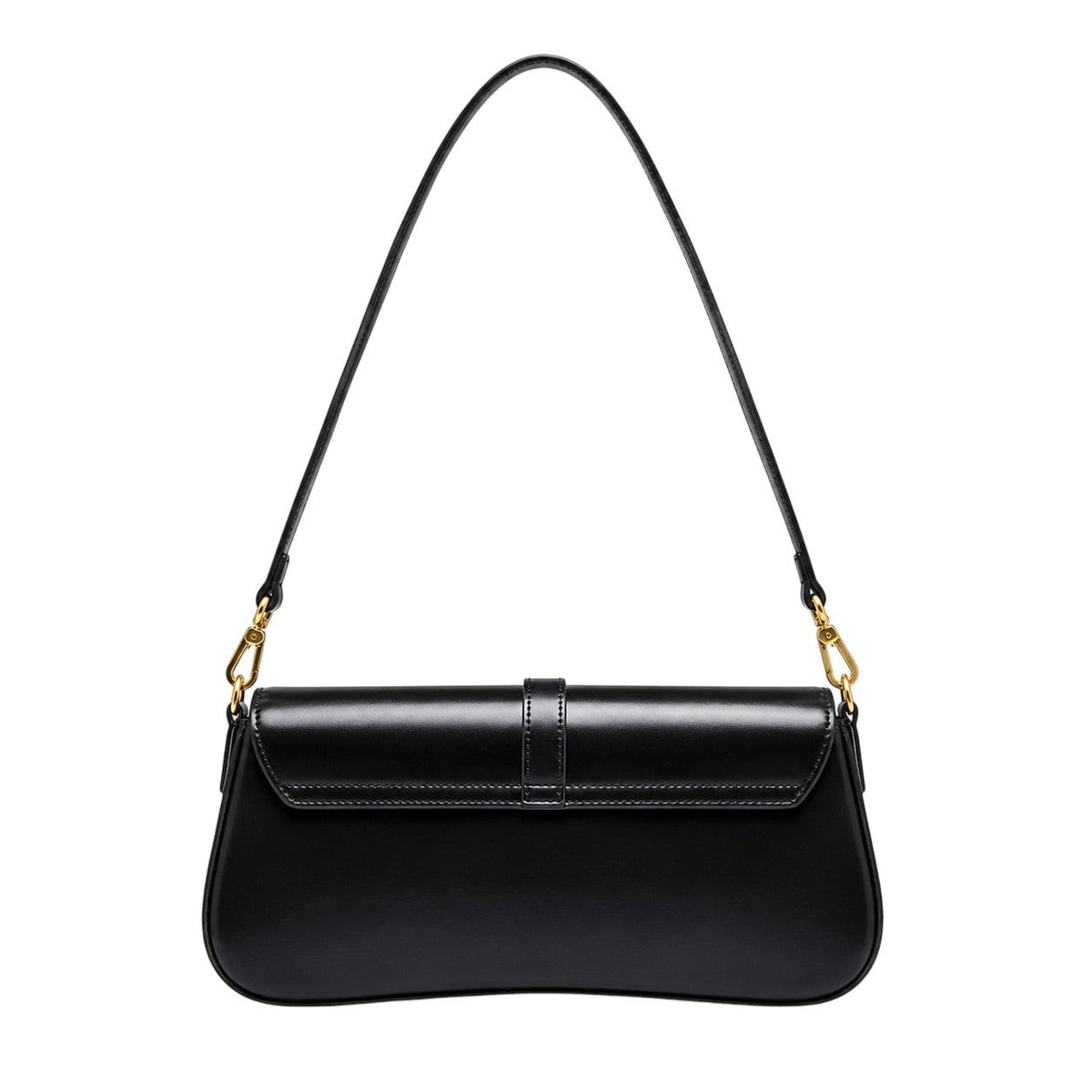 Pochette bandoulière noire en PU de la marque Univers Sac, style baguette, idéale pour un usage quotidien.