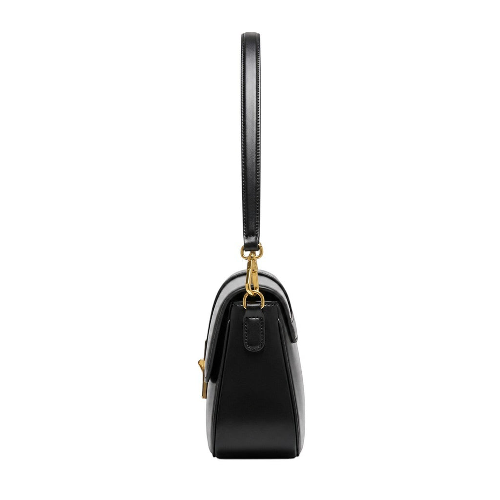 Pochette bandoulière noire en PU de la marque Univers Sac avec fermeture dorée et doublure en polyester.