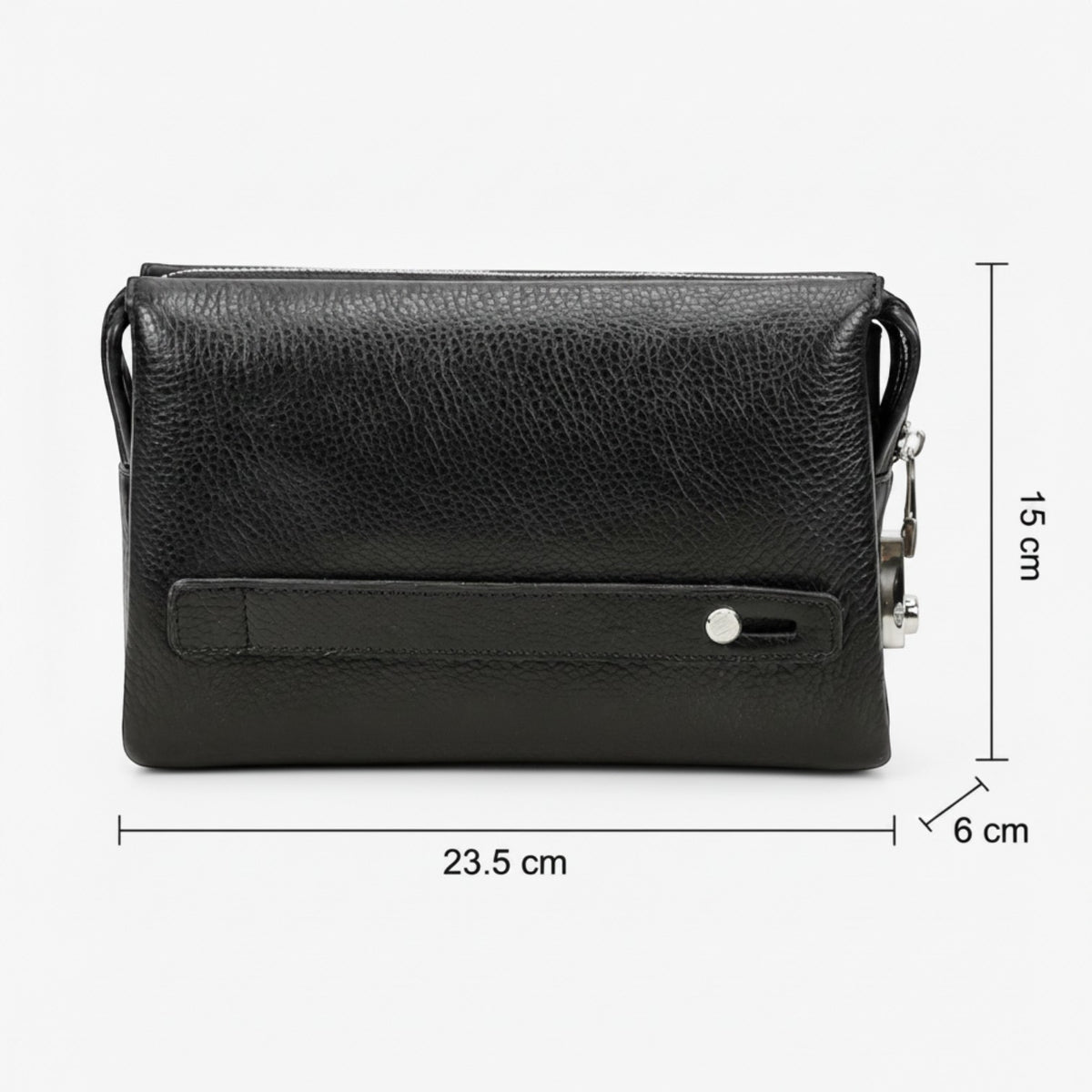 Pochette pour homme Univers Sac en cuir véritable noir avec fermeture éclair et design de sécurité