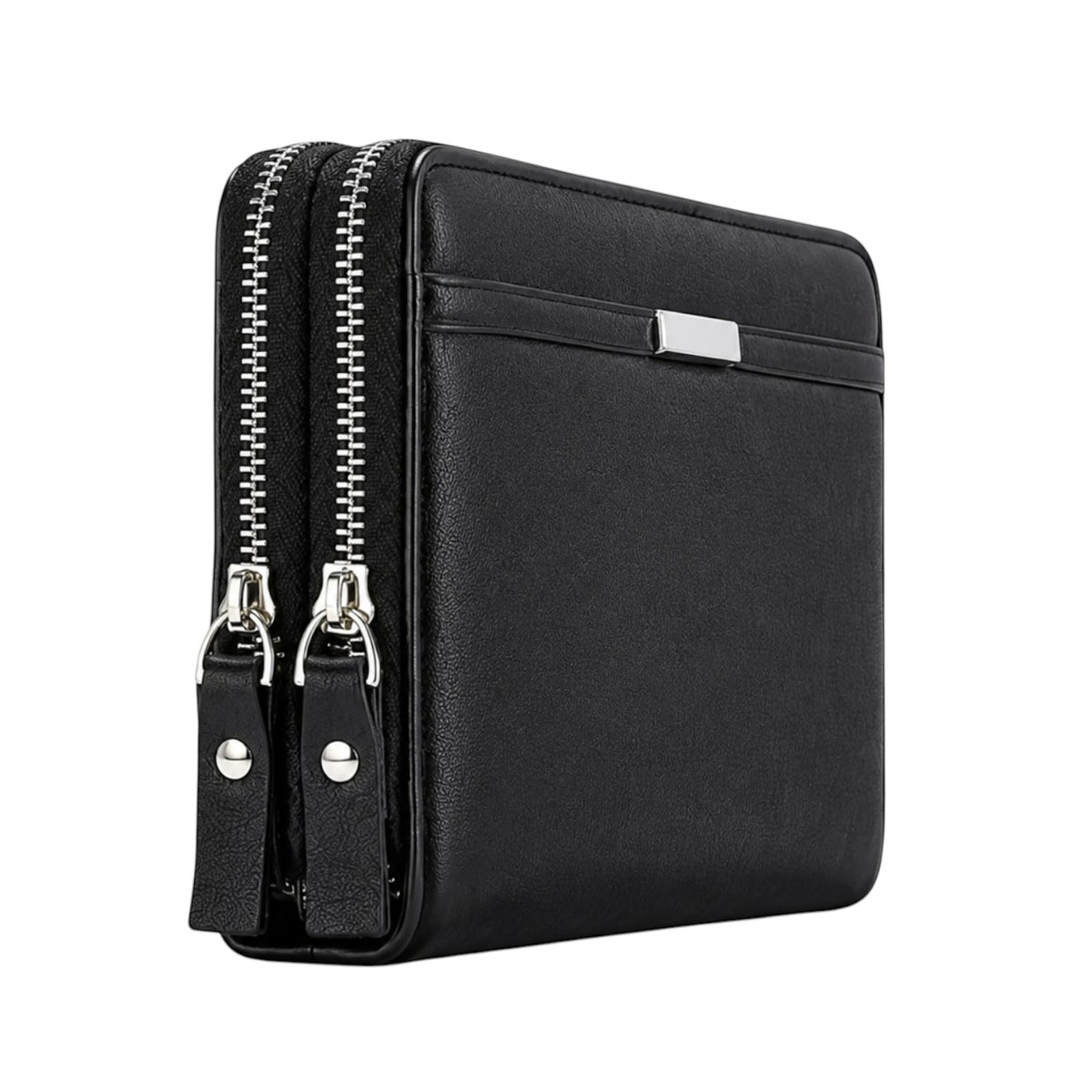 Portefeuille homme Univers Sac noir en cuir PU avec double fermeture éclair et compartiments business