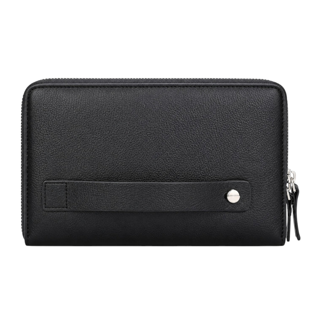 Portefeuille business noir en cuir PU Univers Sac avec dragonne, idéal pour cartes et téléphone