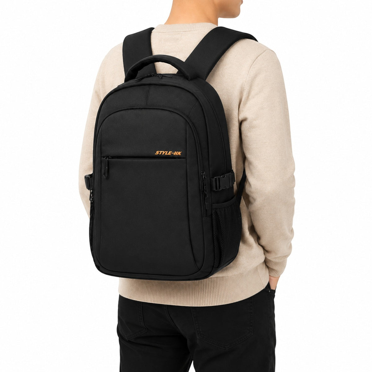 Sac à dos antivol noir Univers Sac pour ordinateur portable 15,6 pouces en tissu Oxford avec bretelles confortables