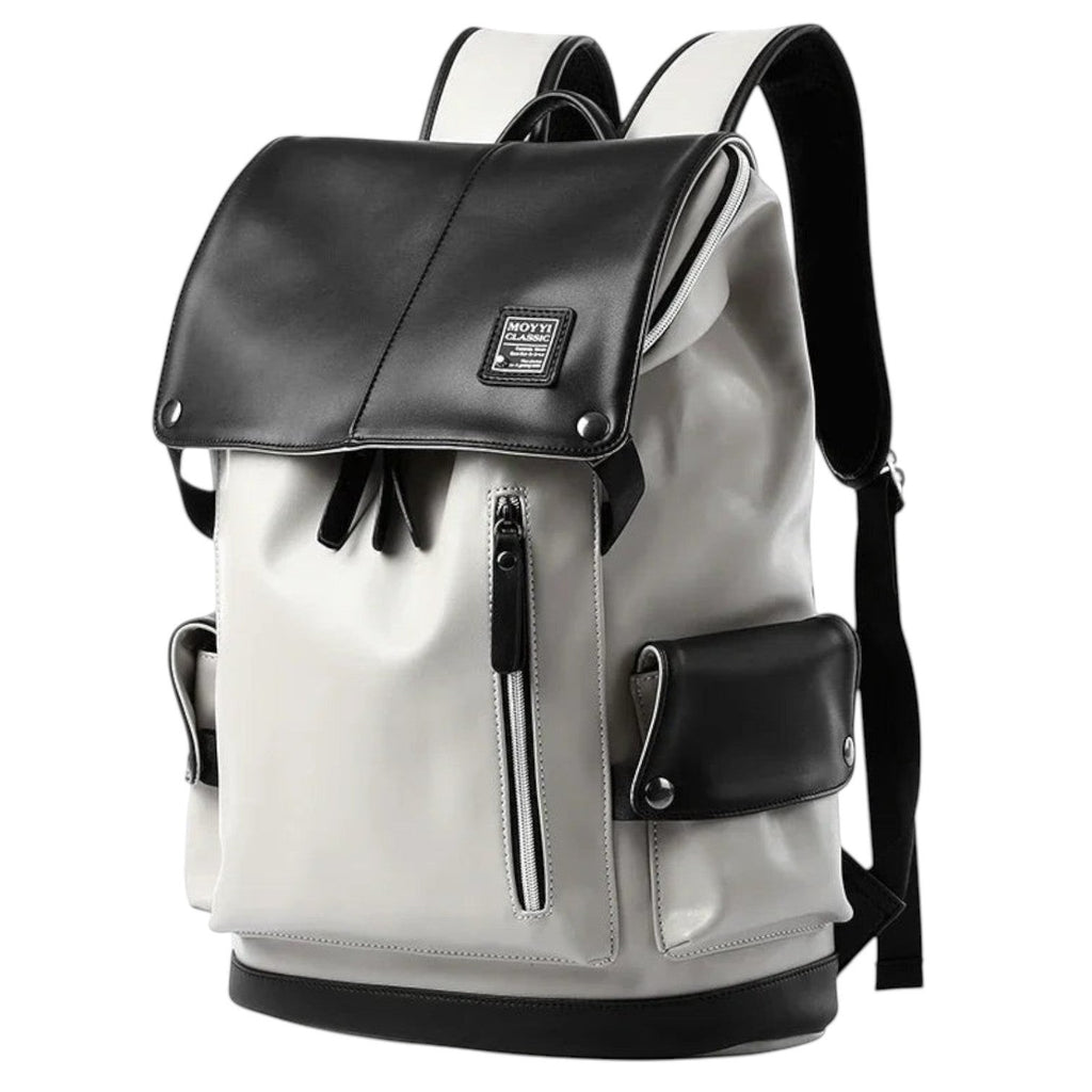 Sac à dos Univers Sac en cuir PU bicolore noir et gris, style vintage avec compartiment pour ordinateur 15,6 pouces.
