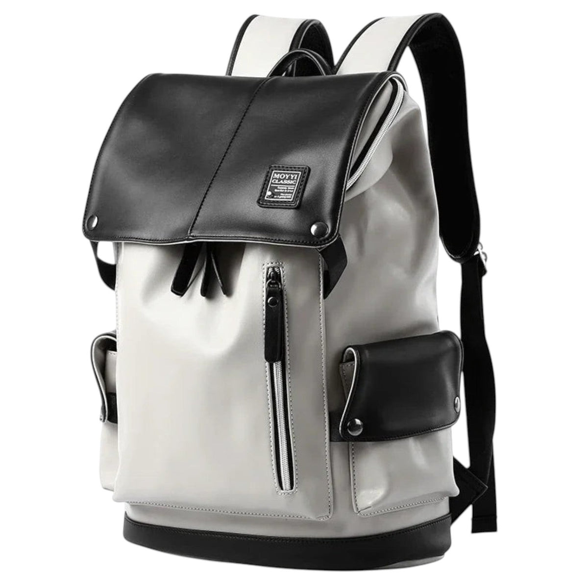 Sac à dos Univers Sac en cuir PU bicolore noir et gris, style vintage avec compartiment pour ordinateur 15,6 pouces.