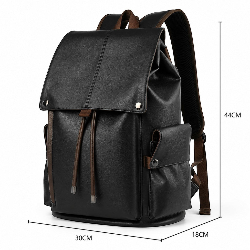 Sac à dos vintage Univers Sac en cuir PU noir pour homme, avec compartiment pour ordinateur portable 15,6 pouces.