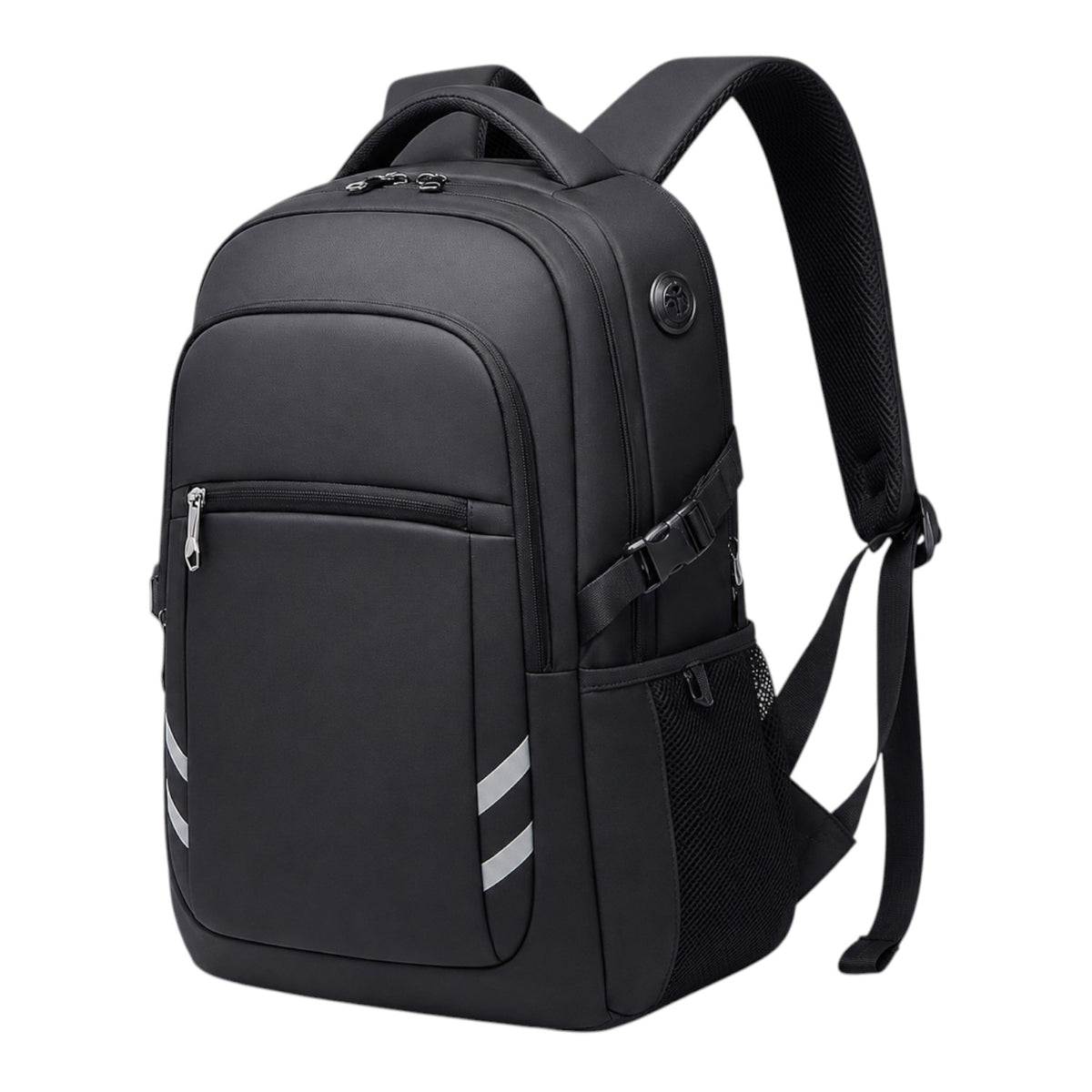 Sac à dos Univers Sac noir imperméable en tissu Oxford avec port USB, bandes réfléchissantes et compartiment PC 16 pouces