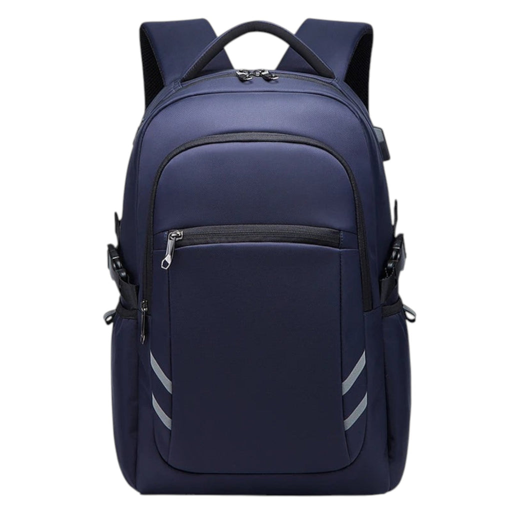Sac à dos Univers Sac imperméable bleu en tissu Oxford avec port USB, compartiment pour ordinateur et bandes réfléchissantes
