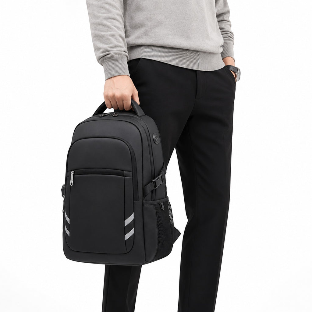 Sac à dos Univers Sac noir imperméable avec port USB, idéal pour ordinateur portable et voyages d'affaires.