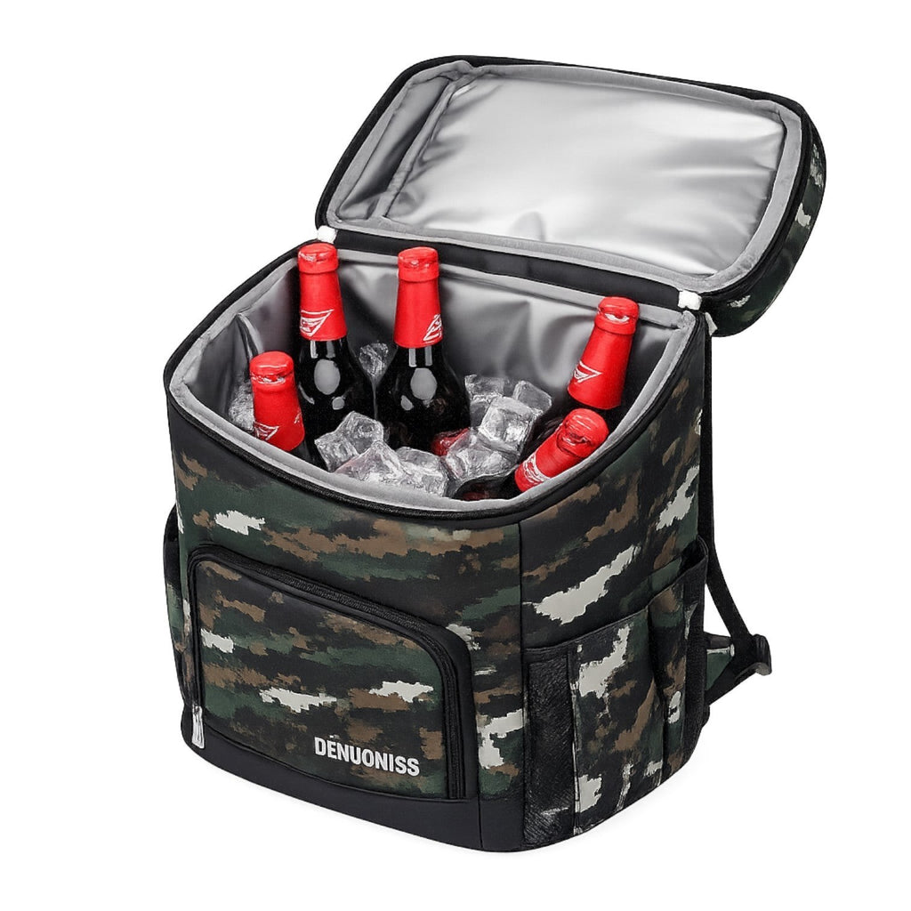 Sac à dos isotherme Univers Sac DENUONISS camouflage avec bouteilles et glaçons pour pique-nique et camping