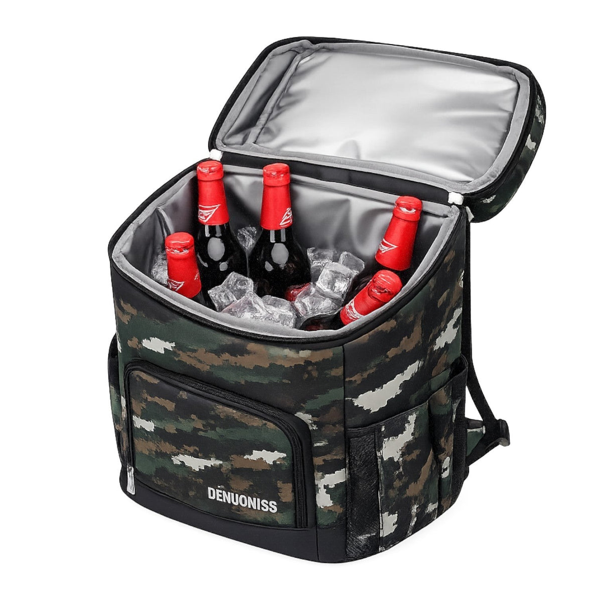 Sac à dos isotherme Univers Sac DENUONISS camouflage avec bouteilles et glaçons pour pique-nique et camping