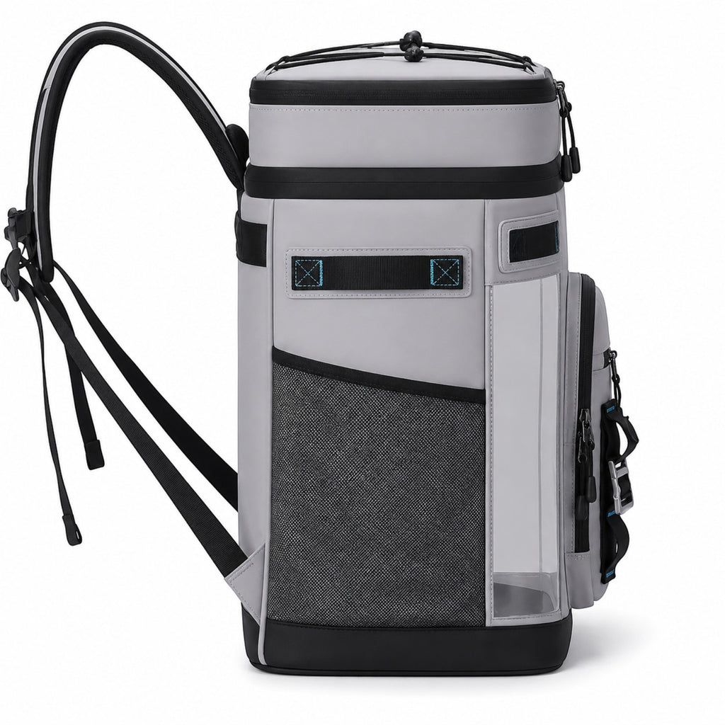 Sac à dos isotherme étanche 30L gris de la marque Univers Sac, idéal pour le camping, la plage et les randonnées.