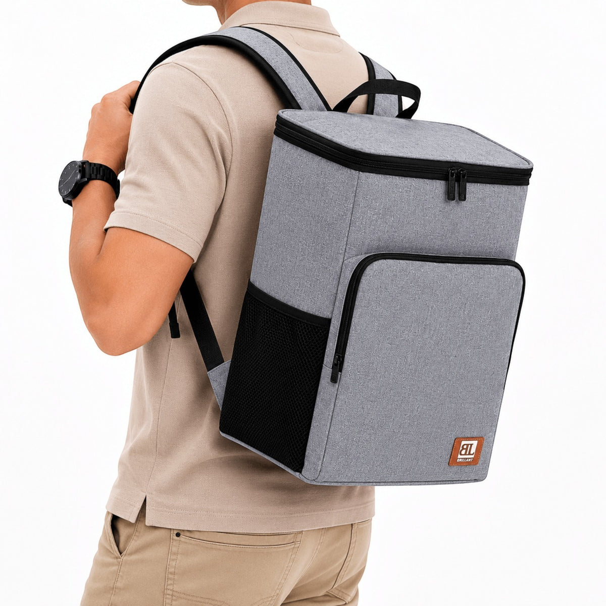 Sac à dos isotherme gris Univers Sac pour repas et livraison, grand compartiment isolant avec poches latérales